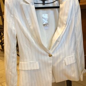 6P White Pinstripe Blazer WHBM